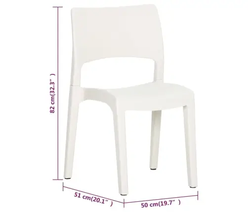 Dārza Krēsli, 2 Gab., Balti, Polipropilēns Vidaxl