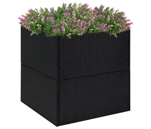 Dārza Puķu Kaste, 80X80X80 Cm, Melna Polietilēna Rotangpalma Vidaxl