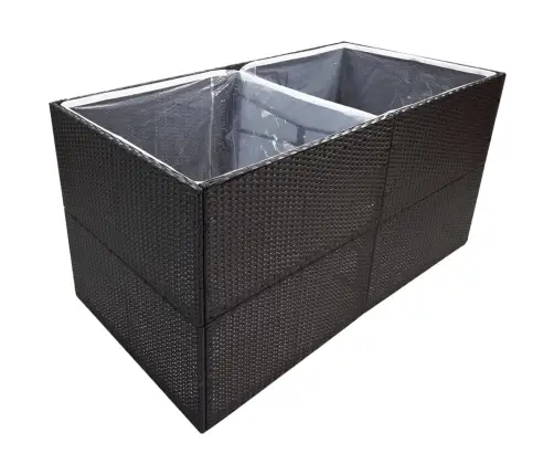 Dārza Puķu Kaste, 157X80X80 Cm, Melna Polietilēna Rotangpalma Vidaxl