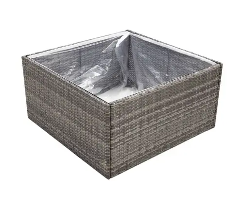 Dārza Puķu Kaste, 80X80X40 Cm, Pelēka Polietilēna Rotangpalma Vidaxl