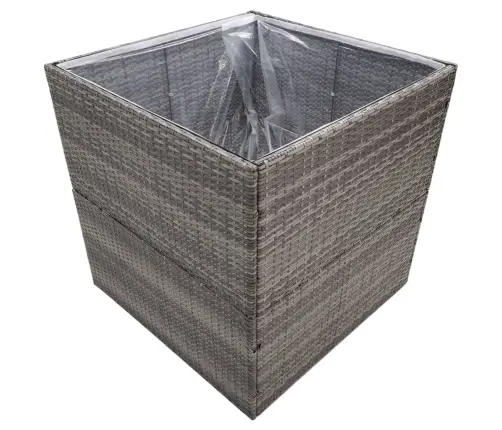 Dārza Puķu Kaste, 80X80X80 Cm, Pelēka Polietilēna Rotangpalma Vidaxl Dārza Puķu Kaste, 80X80X80 Cm, Pelēka Polietilēna Rotangpalma Vidaxl