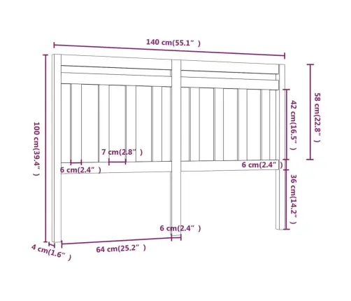 Lovos Galvūgalis, Baltas, 140X4X100cm Pušies Medienos Masyvas