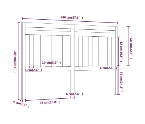 Gultas Galvgalis, Balts, 146X4X100 Cm, Priedes Masīvkoks Vidaxl