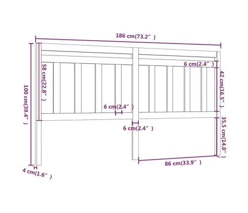 Lovos Galvūgalis, Juodas, 186X4X100cm Pušies Medienos Masyvas Lovos Galvūgalis, Juodas, 186X4X100cm Pušies Medienos Masyvas