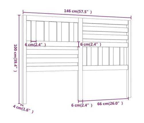 Gultas Galvgalis, 146X4X100 Cm, Priedes Masīvkoks Vidaxl