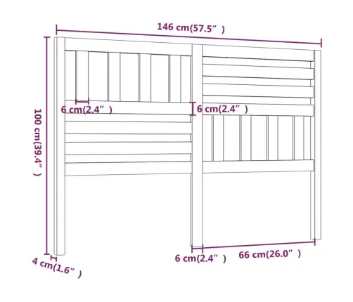 Gultas Galvgalis, Melns, 146X4X100 Cm, Priedes Masīvkoks Vidaxl