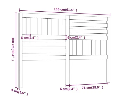 Gultas Galvgalis, Medus Brūns, 156X4X100 Cm, Priedes Masīvkoks Vidaxl