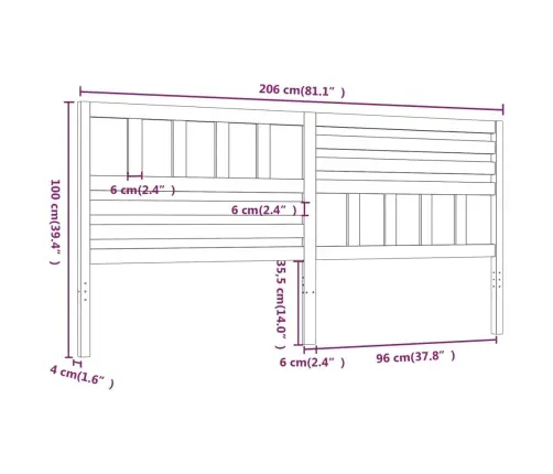 Gultas Galvgalis, Balts, 206X4X100 Cm, Priedes Masīvkoks Vidaxl