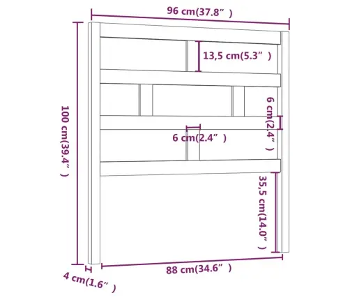 Voodipeats, Valge 96X4X100 Cm Männipuit