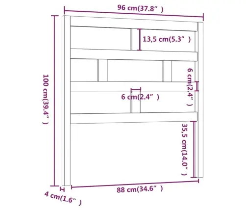 Voodipeats, Meepruun 96X4X100 Cm Männipuit