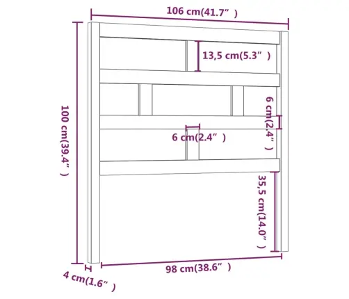 Gultas Galvgalis, Medus Brūns, 106X4X100 Cm, Priedes Masīvkoks Vidaxl