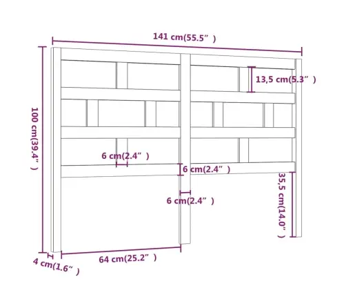 Lovos Galvūgalis, Baltas, 141X4X100cm Pušies Medienos Masyvas