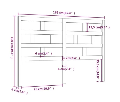 Lovos Galvūgalis, Pilkas, 166X4X100cm Pušies Medienos Masyvas