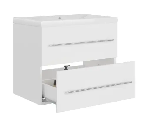 Praustuvo Spintelė Su Įmontuotu Praustuvu, Balta, Mediena