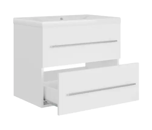 Praustuvo Spintelė Su Įmontuotu Praustuvu, Balta, Mediena