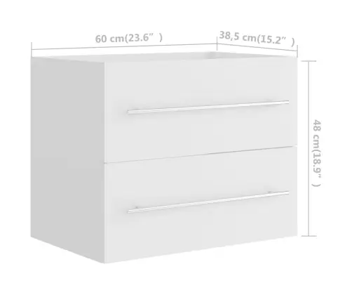 Praustuvo Spintelė Su Įmontuotu Praustuvu, Balta, Mediena