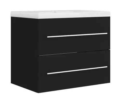 Praustuvo Spintelė Su Įmontuotu Praustuvu, Juoda, Mediena