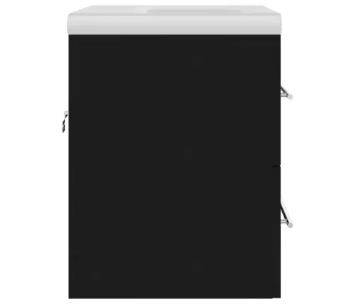 Praustuvo Spintelė Su Įmontuotu Praustuvu, Juoda, Mediena