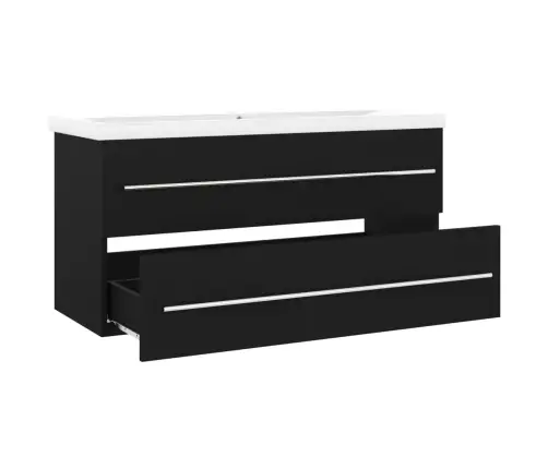 Skapītis Ar Iebūvētu Izlietni, Melns, Inženierijas Koks Vidaxl