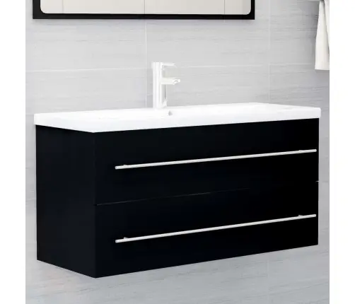 Skapītis Ar Iebūvētu Izlietni, Melns, Inženierijas Koks Vidaxl