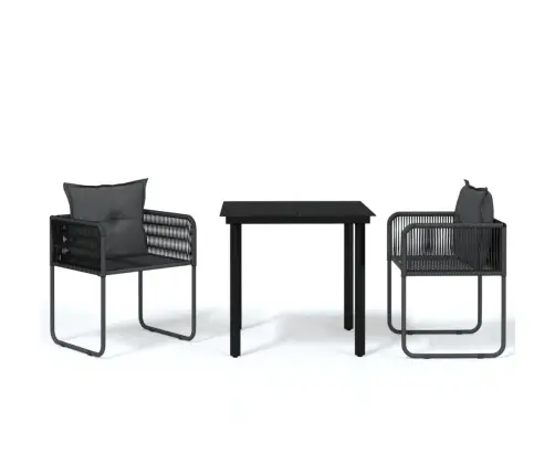 3-Daļīgs Dārza Mēbeļu Komplekts, Melns Vidaxl