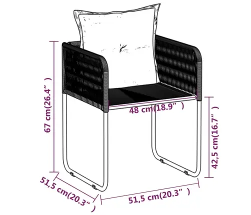Sodo Valgomojo Baldų Komplektas, 5 Dalių, Juodos Spalvos
