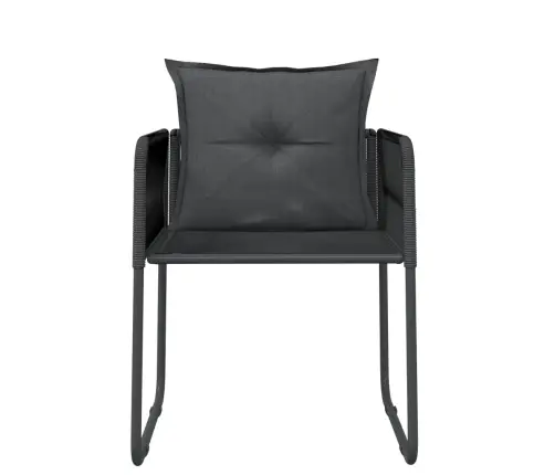 Sodo Valgomojo Baldų Komplektas, 9 Dalių, Juodos Spalvos