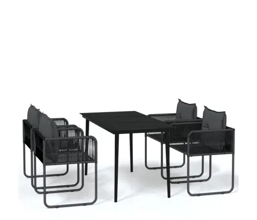 Sodo Valgomojo Baldų Komplektas, 5 Dalių, Juodos Spalvos