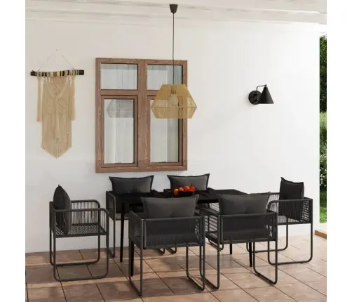 7-Daļīgs Dārza Mēbeļu Komplekts, Melns Vidaxl