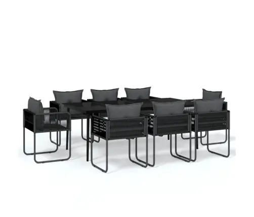 9-Osaline Aiamööblikomplekt, Must