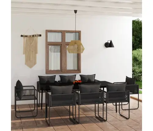 9-Osaline Aiamööblikomplekt, Must