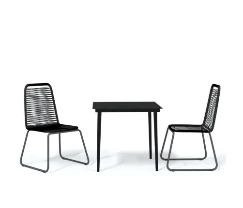 3-Osaline Aiamööbli Komplekt, Must