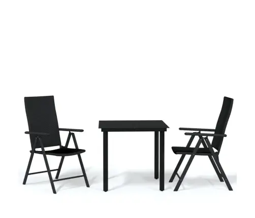 3-Daļīgs Dārza Mēbeļu Komplekts, Melns Vidaxl