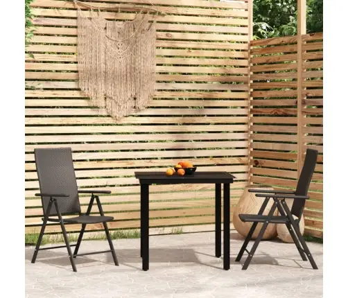 3-Daļīgs Dārza Mēbeļu Komplekts, Melns Vidaxl