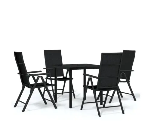 5-Osaline Aiamööbli Komplekt, Must