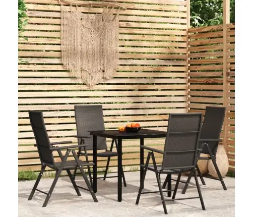 5-Osaline Aiamööbli Komplekt, Must
