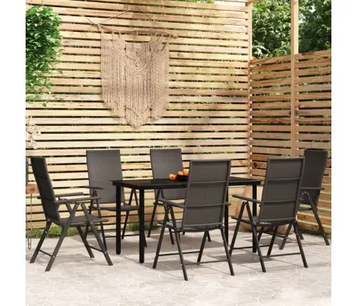 7-Daļīgs Dārza Mēbeļu Komplekts, Melns Vidaxl