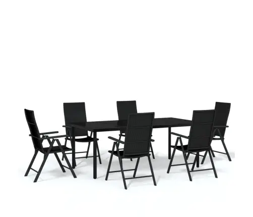 7-Daļīgs Dārza Mēbeļu Komplekts, Melns Vidaxl 7-Daļīgs Dārza Mēbeļu Komplekts, Melns Vidaxl