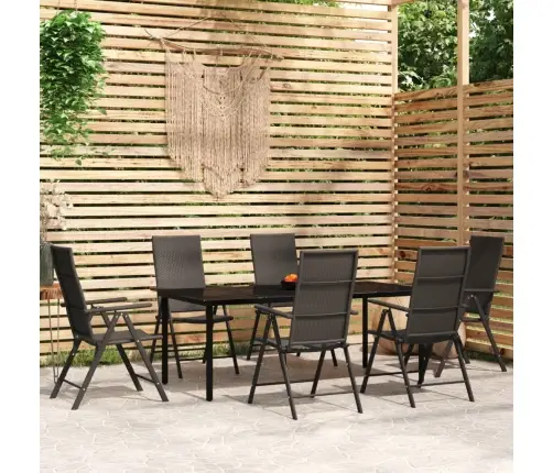 7-Daļīgs Dārza Mēbeļu Komplekts, Melns Vidaxl 7-Daļīgs Dārza Mēbeļu Komplekts, Melns Vidaxl