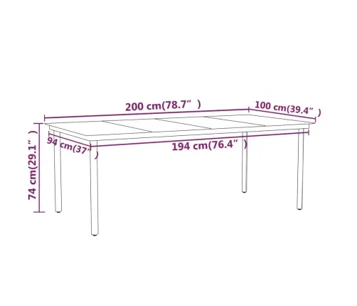 9-Daļīgs Dārza Mēbeļu Komplekts, Melns Vidaxl
