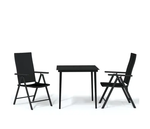 3-Osaline Aiamööbli Komplekt, Must