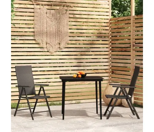 3-Osaline Aiamööbli Komplekt, Must