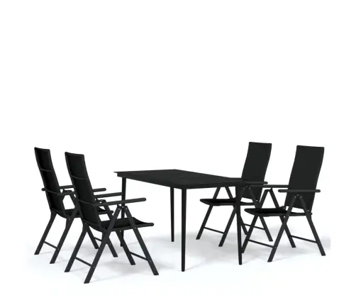 Sodo Valgomojo Baldų Komplektas, 5 Dalių, Juodos Spalvos