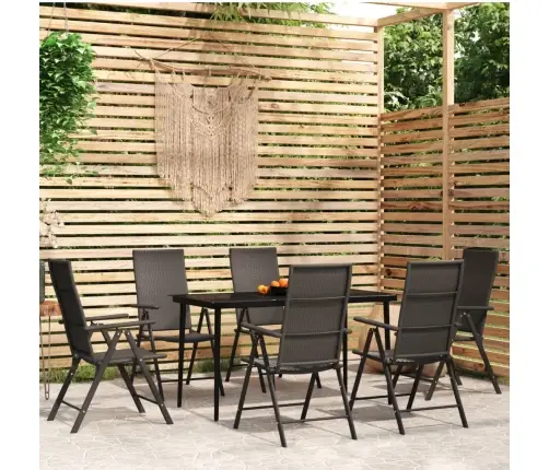 7-Daļīgs Dārza Mēbeļu Komplekts, Melns Vidaxl