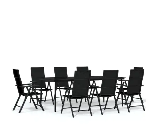 9-Osaline Aiamööblikomplekt, Must