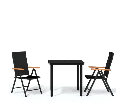 3-Osaline Aiamööbli Komplekt, Must