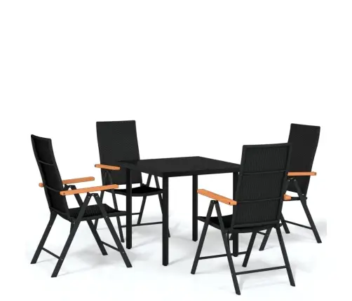 5-Osaline Aiamööbli Komplekt, Must