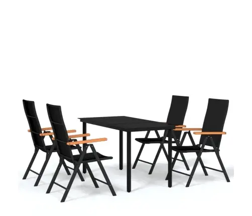 5-Osaline Aiamööbli Komplekt, Must