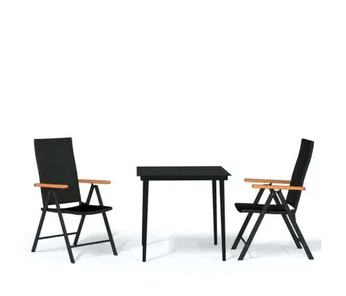 3-Daļīgs Dārza Mēbeļu Komplekts, Melns Vidaxl