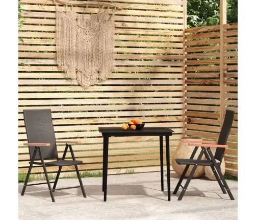 3-Daļīgs Dārza Mēbeļu Komplekts, Melns Vidaxl